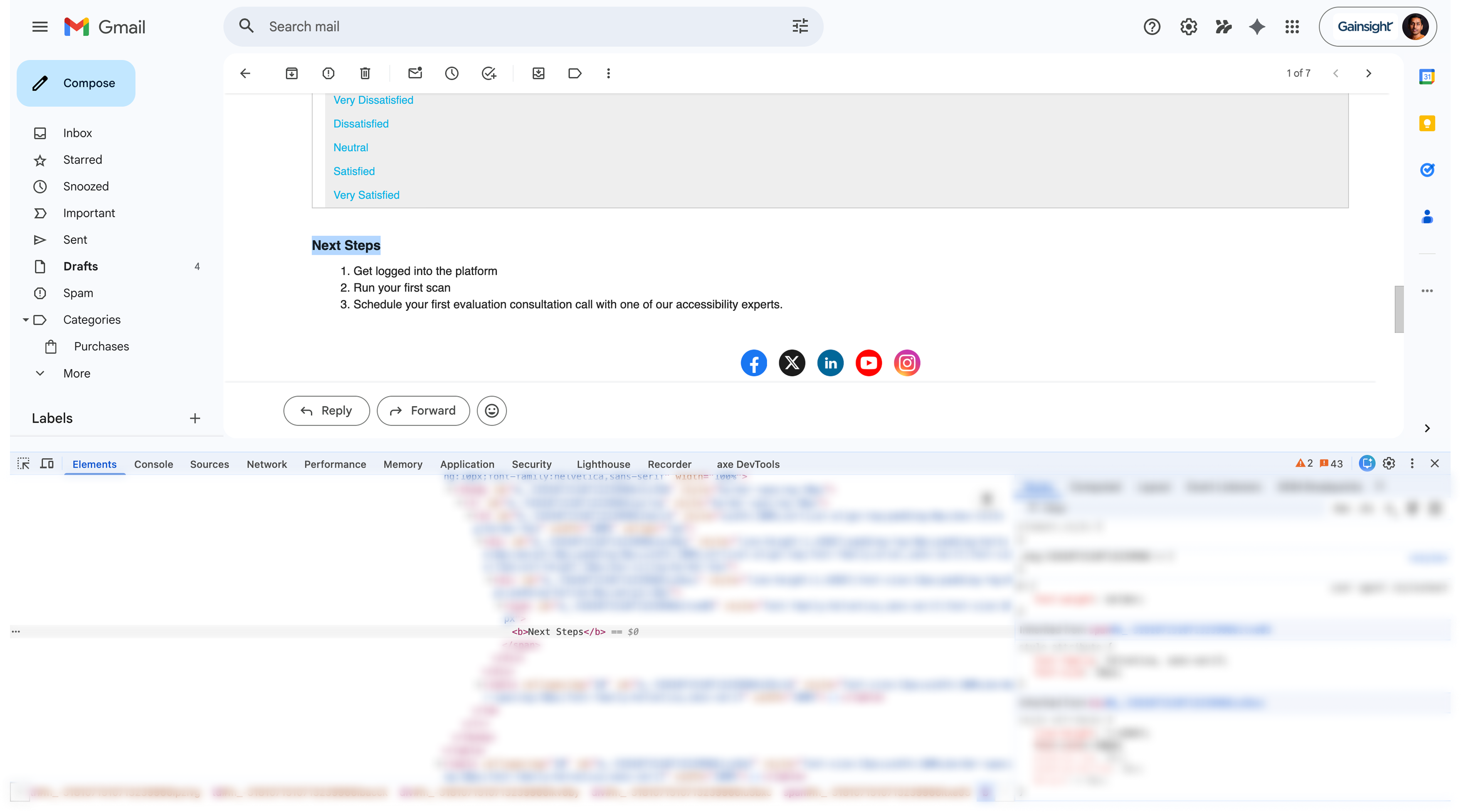 Accessibility panel showing heading levels that skip, breaking the document outline.