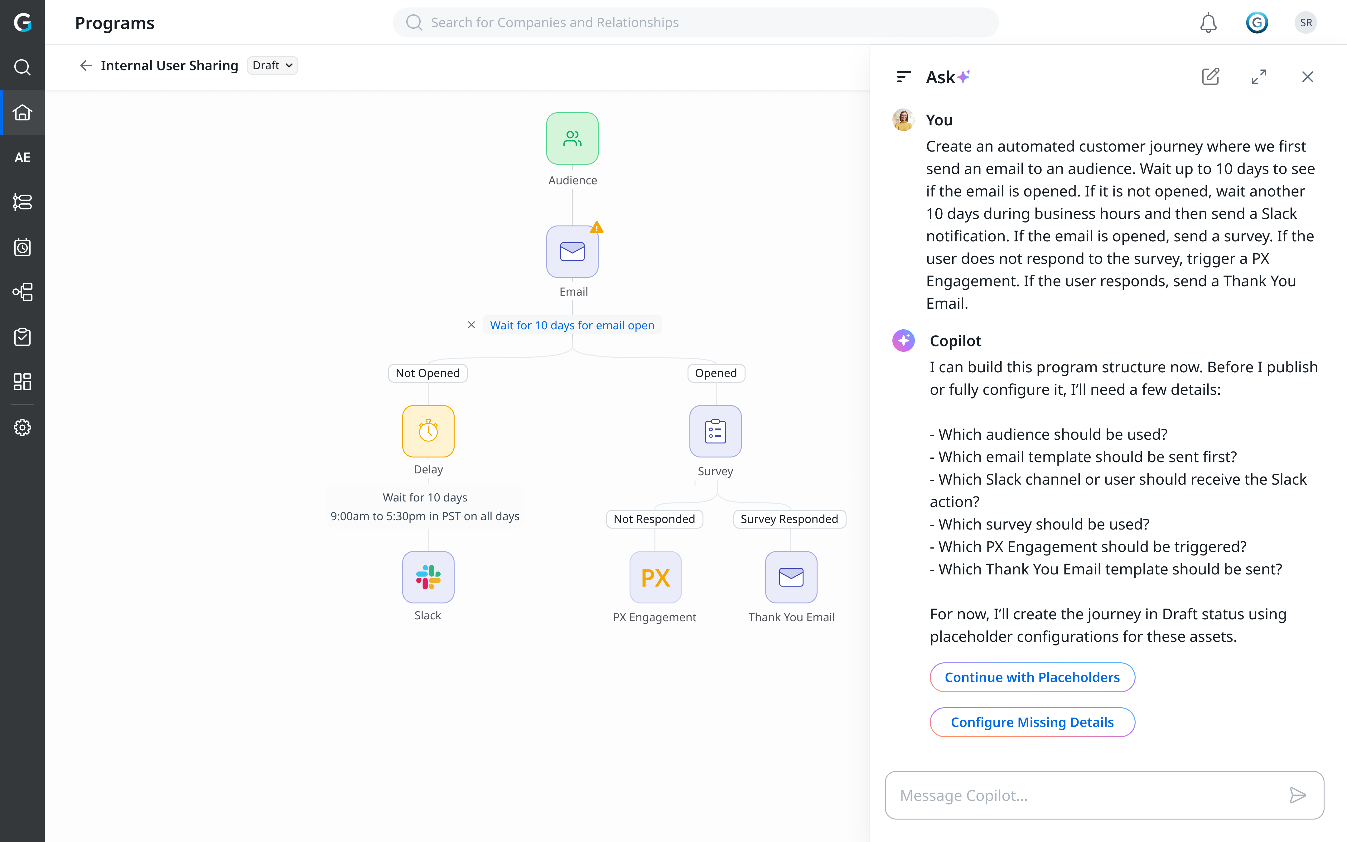 AI Copilot building a program